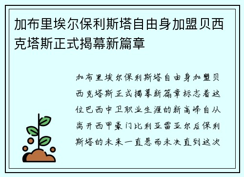 加布里埃尔保利斯塔自由身加盟贝西克塔斯正式揭幕新篇章 加布里埃尔保利斯塔自由身加盟贝西克塔斯正式揭幕新篇章