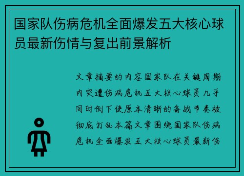 国家队伤病危机全面爆发五大核心球员最新伤情与复出前景解析 国家队伤病危机全面爆发五大核心球员最新伤情与复出前景解析